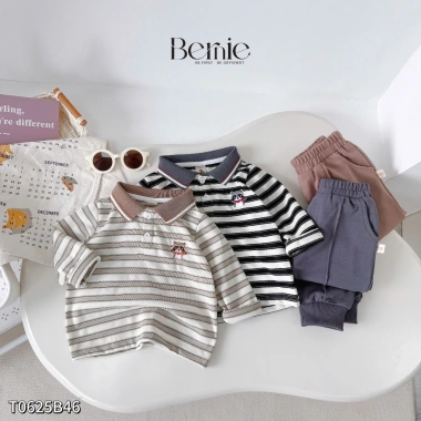Set Polo Thu Đông Dài Tay Bé Trai Bernie RACOON - Chất Cao Cấp, Mềm Mại, 272.600₫