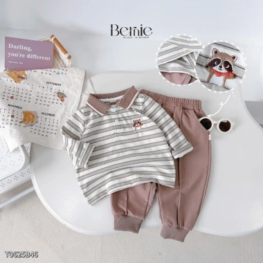 Set Polo Thu Đông Dài Tay Bé Trai Bernie RACOON - Chất Cao Cấp, Mềm Mại, 272.600₫