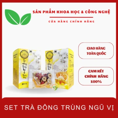 Set Quà 2 Hộp Trà Đông Trùng Hạ Thảo Ngũ Vị Thượng Hạng - Ăn Ngon, Ngủ Tốt, Hỗ Trợ Bệnh Nền - Chính Hãng