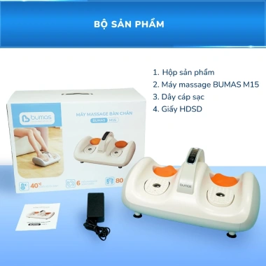 Set Quà 8/3 Máy Massage Bàn Chân BUMAS M15 - Rung Cơ Học + Chườm Ấm 40°C - 1.79 Triệu