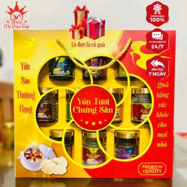 Set Quà Biếu 10 Hũ Yến Sào Hoàng Việt 70ml Đường Phèn,Hạt Chia,Sâm,Sen,Táo Sen,Tứ Vị,Saffron,Kid - 570k