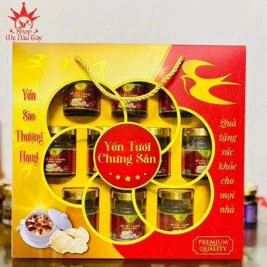 Set Quà Biếu 10 Hũ Yến Sào Hoàng Việt 70ml Đường Phèn,Hạt Chia,Sâm,Sen,Táo Sen,Tứ Vị,Saffron,Kid - 570k