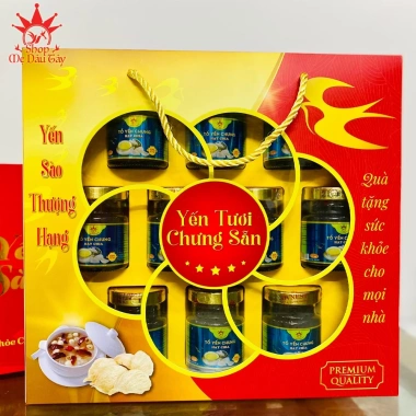 Set Quà Biếu 10 Hũ Yến Sào Hoàng Việt 70ml Đường Phèn,Hạt Chia,Sâm,Sen,Táo Sen,Tứ Vị,Saffron,Kid - 570k