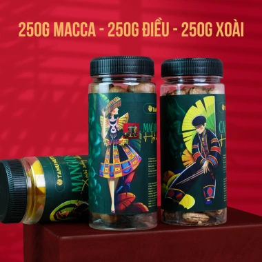 Set quà hạt 3 hũ 250g macca, hạt điều, dẻ cười, xoài sấy TANU NUTS – Quà tặng sang trọng, dinh dưỡng, giảm còn 339.000đ