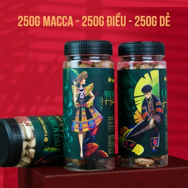 Set quà hạt 3 hũ 250g macca, hạt điều, dẻ cười, xoài sấy TANU NUTS – Quà tặng sang trọng, dinh dưỡng, giảm còn 339.000đ 10 Set quà hạt 3 hũ 250g macca, hạt điều, dẻ cười, xoài sấy TANU NUTS – Quà tặng sang trọng, dinh dưỡng, giảm còn 339.000đ 10