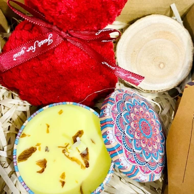 Set quà Nến Thơm & Khăn Gấu Box Gift - Quà Tình Yêu, Cặp Đôi, Đồng Nghiệp 70K 2