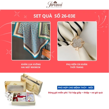 Set Quà Nữ Khăn Lụa Cài Khăn JIRAMI – Thủy Kim, Sinh Nhật 20/10 & 8/3, 340.000₫ 5 Set Quà Nữ Khăn Lụa Cài Khăn JIRAMI – Thủy Kim, Sinh Nhật 20/10 & 8/3, 340.000₫ 5