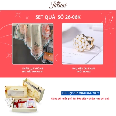 Set Quà Nữ Khăn Lụa Cài Khăn JIRAMI – Thủy Kim, Sinh Nhật 20/10 & 8/3, 340.000₫
