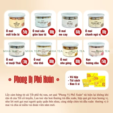 Set quà Phong Vị Phố Xuân - Hộp quà tặng 9 loại ô mai, trà thảo mộc, hương Tết đoàn viên, giảm còn 350.000₫