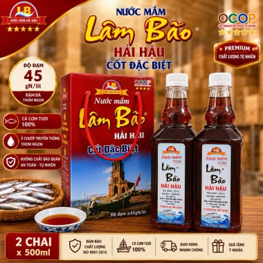Set quà tặng 2 chai 0.5L Nước mắm Lâm Bão 50° Đạm nút trắng – Chính hãng, 135.500₫