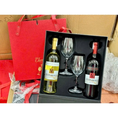 Set quà tặng 2 chai Vang Úc Margherita - Hộp PU kèm ly, ưu đãi 539.000 VND