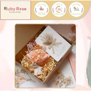 Set quà tặng 8/3 hoa khô Ruby Rose xinh xắn – chỉ 29.950₫, tặng người thân, bạn bè, người yêu