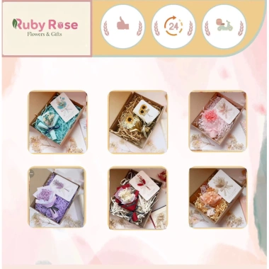 Set quà tặng 8/3 hoa khô Ruby Rose xinh xắn – chỉ 29.950₫, tặng người thân, bạn bè, người yêu