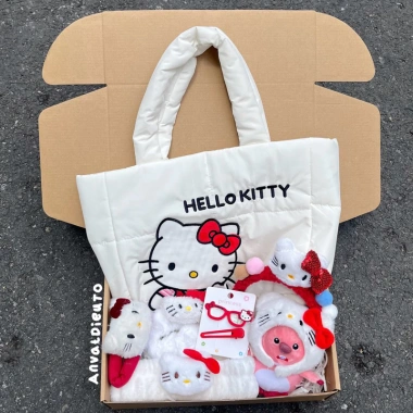 Set quà tặng bạn gái Hello Kitty - gấu bông, phụ kiện tóc, sinh nhật, thiếu nhi 65k