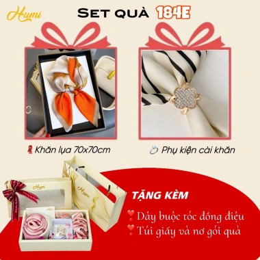 Set quà tặng khăn lụa HUMI sang trọng - quà mẹ, bạn gái, cô giáo lễ 8/3 và Noel, giảm giá 240k