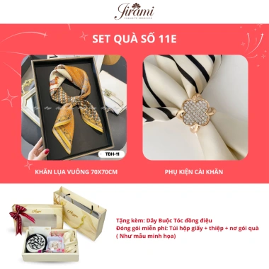 Set quà tặng khăn lụa HUMI sang trọng - quà mẹ, bạn gái, cô giáo lễ 8/3 và Noel, giảm giá 240k