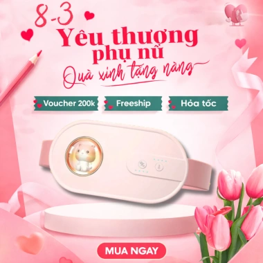Set Quà Tặng Nữ: Máy Massage Bụng Kinh Unicare Giảm Đau, Chườm Ấm, Giá 395k