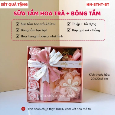 Sét quà tặng phụ nữ ngày lễ - Sữa tắm hương nước hoa và lược tắm, kèm túi và thiệp, chỉ 600k 10