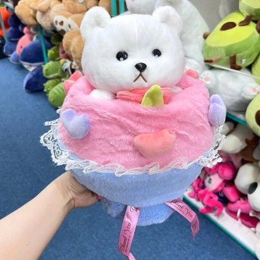 Set Quà Tặng Sinh Nhật 2 trong 1 Bó Hoa Gấu Bông Lena Dâu Lotso Thỏ Cao Cấp 155k