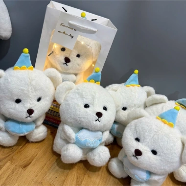 Set Quà Tặng Sinh Nhật Gấu Trắng Đội Mũ - Quà Bạn Bè 20/10, 8/3 Giá 60k
