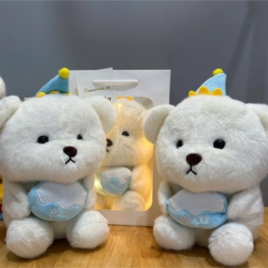 Set Quà Tặng Sinh Nhật Gấu Trắng Đội Mũ - Quà Bạn Bè 20/10, 8/3 Giá 60k