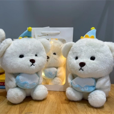 Set Quà Tặng Sinh Nhật Gấu Trắng Đội Mũ - Quà Bạn Bè 20/10, 8/3 Giá 60k