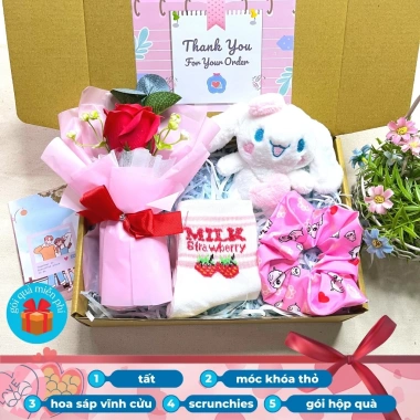 Set quà tặng sinh nhật người yêu Valentine 8/3, hộp quà, túi xách, bộ trang điểm cơ bản đầy đủ 79.000 VND 8