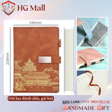 Set Quà Tặng Sổ Bút Ký + Bình Giữ Nhiệt Cảm Ứng (Họa Tiết) - Khắc Laser, Quà Doanh Nghiệp HG MALL 5