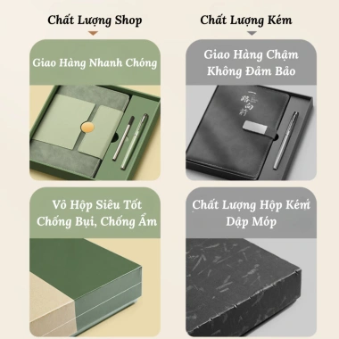 Set Quà Tặng Sổ Da A5 và Bút Mực Cao Cấp Khắc Tên - Quà Doanh Nhân, Sếp, Thầy Cô, Giá 189.000 VND