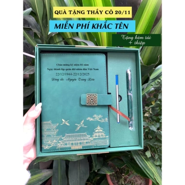 Set Quà Tặng Sổ Da Cao Cấp kèm Bút Ký và Ngòi Bút Khắc Tên - Nhiều Màu Sang Trọng, Giá Ưu Đãi 225k