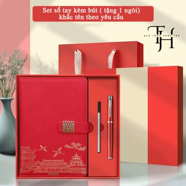 Set Quà Tặng Sổ Da Cao Cấp kèm Bút Ký và Ngòi Bút Khắc Tên - Nhiều Màu Sang Trọng, Giá Ưu Đãi 225k