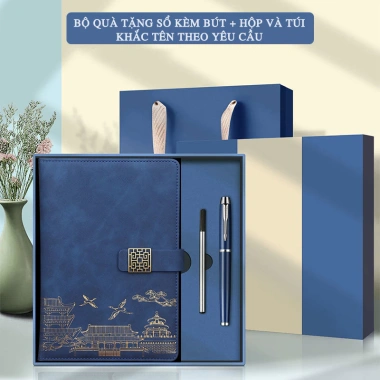Set Quà Tặng Sổ Da Cao Cấp kèm Bút Ký và Ngòi Bút Khắc Tên - Nhiều Màu Sang Trọng, Giá Ưu Đãi 225k