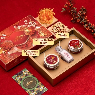 Set quà tặng Tết Saffron Nhụy Hoa Nghệ Tây Jahan 0,5g + Đông Trùng và Trà Hoa - Giá 290.000đ 6