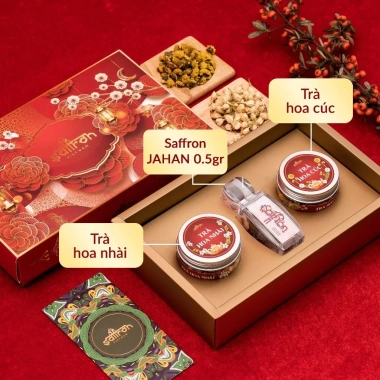 Set quà tặng Tết Saffron Nhụy Hoa Nghệ Tây Jahan 0,5g + Đông Trùng và Trà Hoa - Giá 290.000đ 7