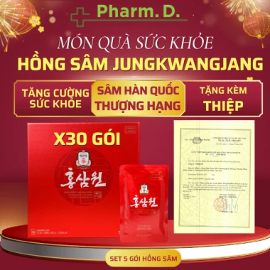 Set Quà Tặng Tết Sức Khỏe Vàng 4 Món: Hồng Sâm Won 2.1L, Viên Nhàu, Kẹo Actiso, Trà Thảo Mộc - Giá chỉ 1.852.000 VND