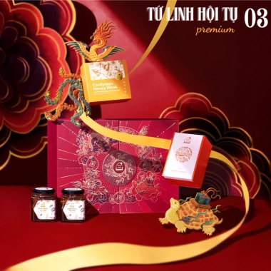 Set Quà Tặng Tết Tứ Linh Hội Tụ PREMIUM NANA FARM - Gói Lụa & Túi Giấy 1.015.000₫