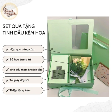 Set quà tặng tinh dầu thơm phòng và bó hoa sáp 4 màu sang trọng lịch sự, giảm giá còn 95.000 VND 4