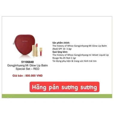 Set quà tặng Whoo Winered: Son dưỡng, son đỏ và ví sang trọng - Giá ưu đãi 289k