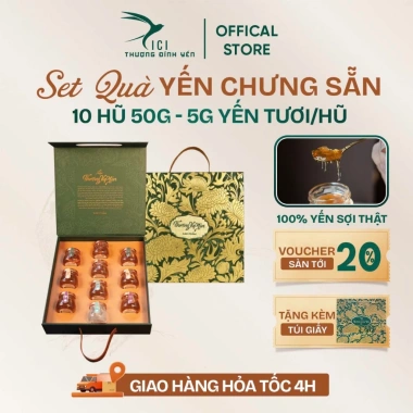 Set Quà Tặng Yến Sào Hỏa tốc 4H Cici Thượng Đỉnh – 10 Hũ 50g Cao Cấp Giá 861.000đ