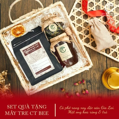 Set Quà Tết 2.026 Cà Phê & Mật Hoa Trà - Hộp Mây Tre CTG352 Giá 229k Giảm 15%