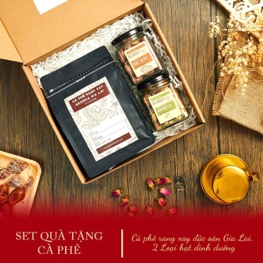 Set Quà Tết 2.026 Cà Phê & Mật Hoa Trà - Hộp Mây Tre CTG352 Giá 229k Giảm 15%