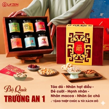 Set quà Tết 2.026 gỗ sồi cao cấp, hạt dinh dưỡng tốt cho sức khỏe - La'zen giảm giá 20%