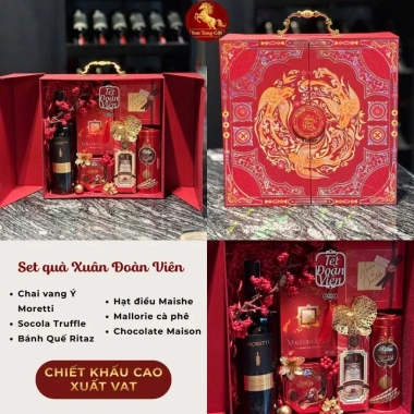 Set quà Tết 2.026 Xuân Phát Tài Giỏ quà sang trọng Vang Ý Moretti Mỹ vị thượng hạng giảm giá 1.250.000 VNĐ
