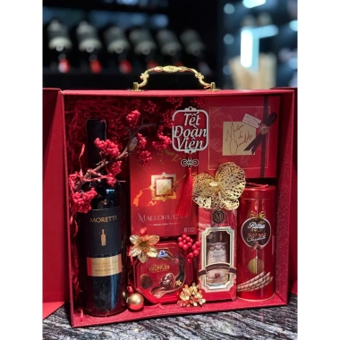 Set quà Tết 2.026 Xuân Phát Tài Giỏ quà sang trọng Vang Ý Moretti Mỹ vị thượng hạng giảm giá 1.250.000 VNĐ