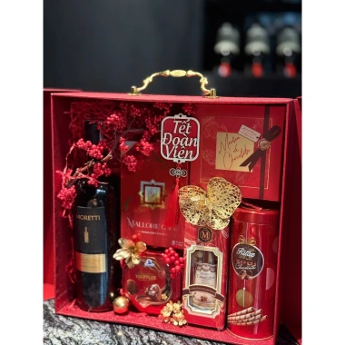 Set quà Tết 2.026 Xuân Phát Tài Giỏ quà sang trọng Vang Ý Moretti Mỹ vị thượng hạng giảm giá 1.250.000 VNĐ