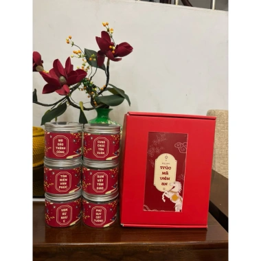 Sét quà Tết 6 hũ hạt + mứt, táo đỏ, mít xấy, nho, chà là - Giảm còn 450.000đ 2