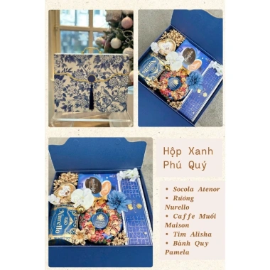Set quà Tết cao cấp tone xanh, hộp quà đẹp mắt, phù hợp tặng biếu, giảm giá chỉ 990.000 3