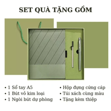Set quà Tết doanh nghiệp: Sổ tay A5 + bút, thiệp, hộp và túi đựng - Giá ưu đãi 169.000 2