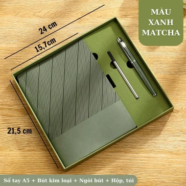 Set quà Tết doanh nghiệp: Sổ tay A5 + bút, thiệp, hộp và túi đựng - Giá ưu đãi 169.000 4