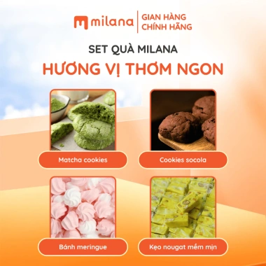 Set Quà Tết Hoa Xanh Milana – Kẹo Nougat Cao Cấp, Cookies Giòn Tan Thơm Bơ, Chỉ 450.000đ 2